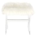 Safavieh Keely Faux Sheepskin X-Ottoman, White & Clear SFV3551A